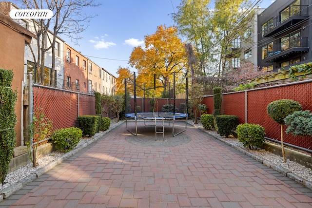 view of patio / terrace featuring a trampoline