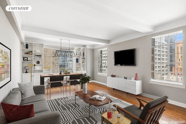 living room featuring hardwood / wood-style floors and plenty of natural light