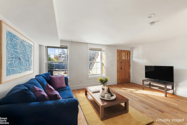 living room featuring light hardwood / wood-style floors