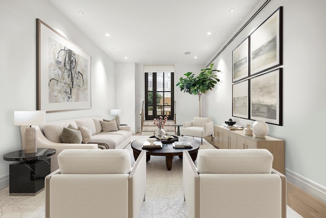 living room featuring light hardwood / wood-style flooring