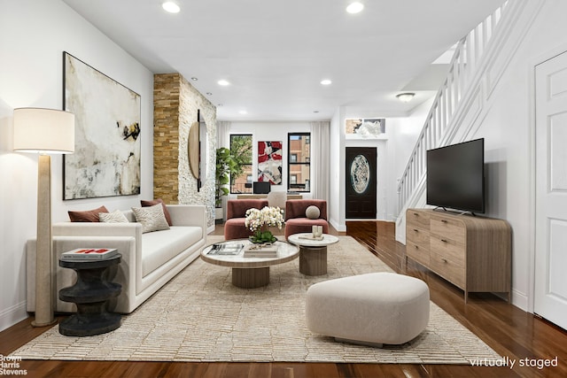 living room featuring wood-type flooring