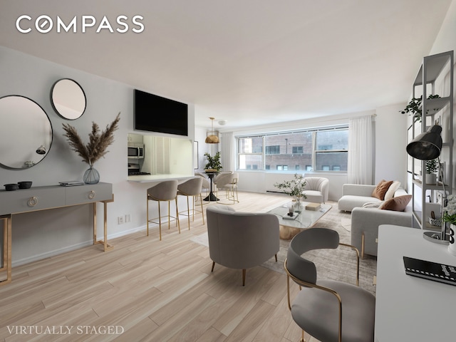 living room with light wood-type flooring