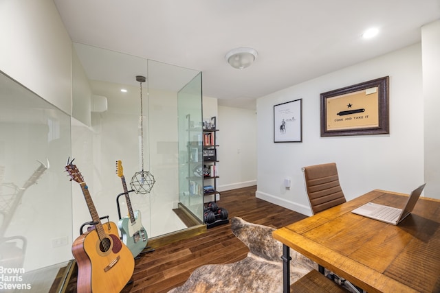 office featuring dark hardwood / wood-style flooring