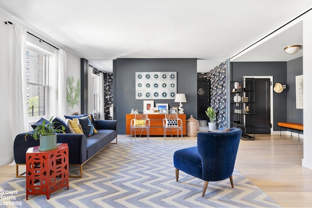 living room with hardwood / wood-style floors