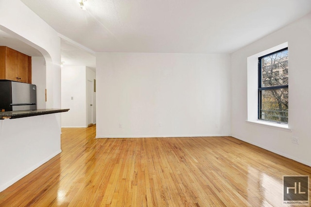 unfurnished living room with light hardwood / wood-style floors