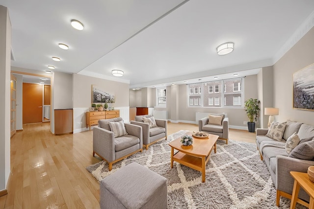 living room featuring light hardwood / wood-style floors