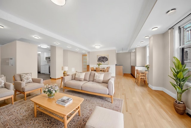 living room featuring light hardwood / wood-style floors