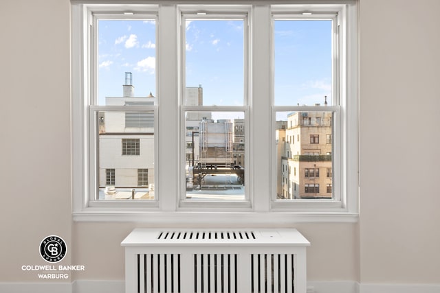 interior details featuring radiator heating unit