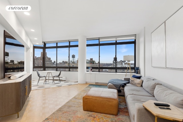 living room featuring light hardwood / wood-style flooring