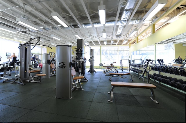 workout area with a wealth of natural light