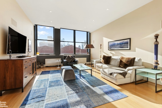 living room with light hardwood / wood-style floors