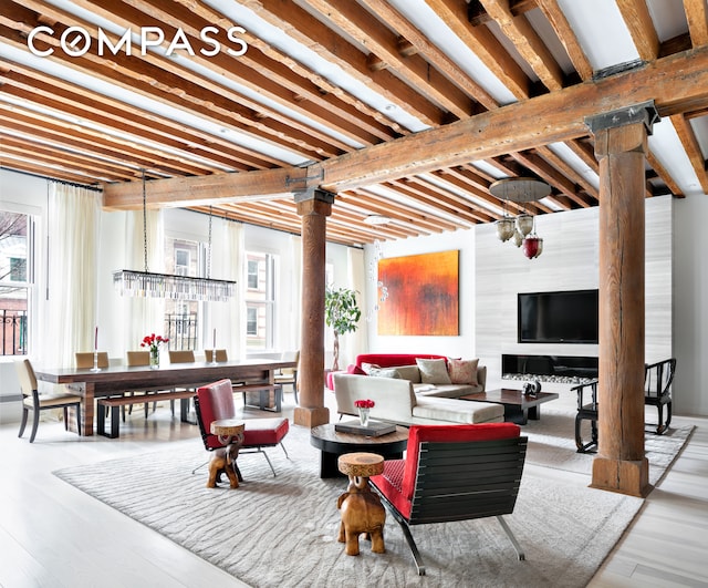 living room featuring wood-type flooring