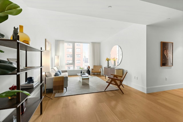 living area featuring light hardwood / wood-style flooring