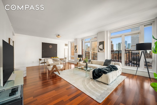 living room featuring hardwood / wood-style floors