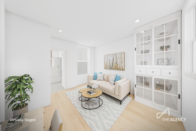 living room with hardwood / wood-style flooring