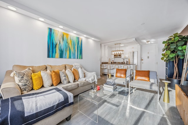 living room with wood-type flooring