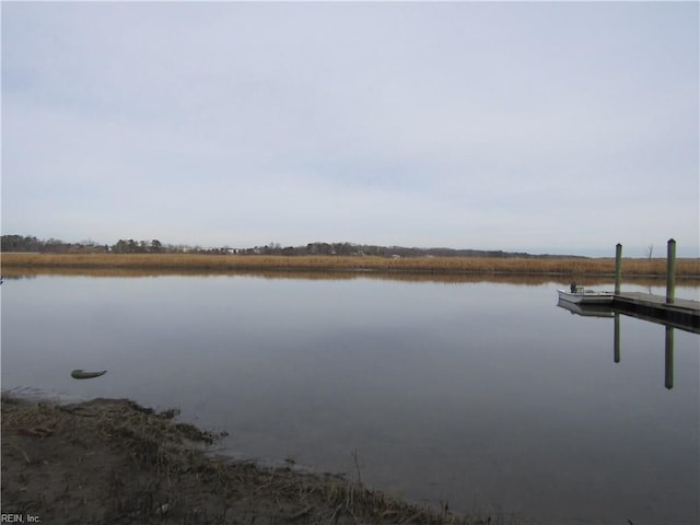 view of water feature with a boat dock