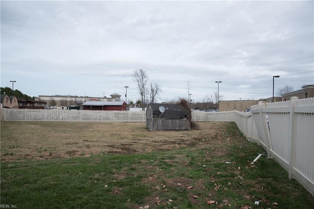 view of yard featuring a shed