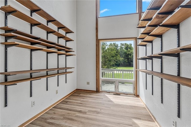 interior space with light hardwood / wood-style flooring