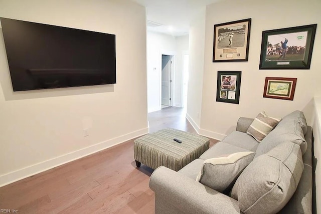 living room with hardwood / wood-style flooring