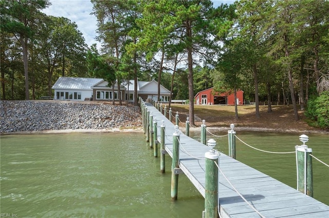 view of dock featuring a water view