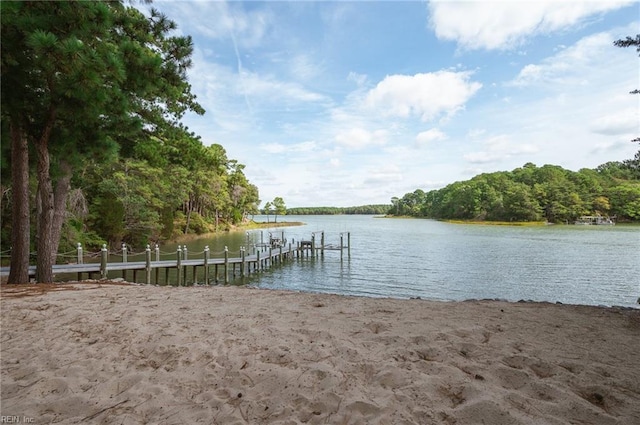 dock area featuring a water view