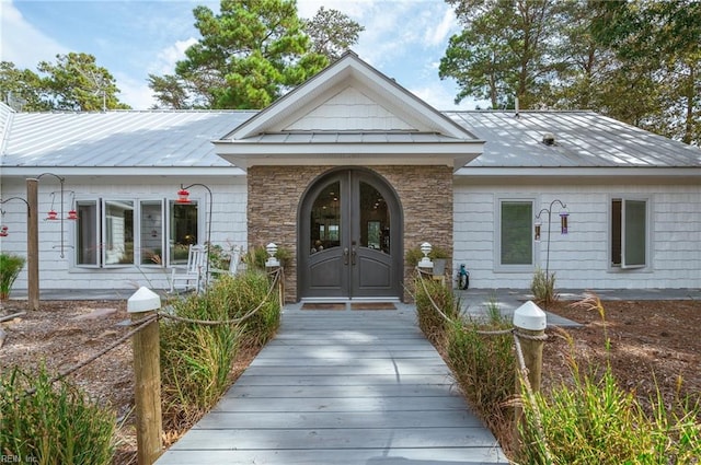 view of front of property with french doors