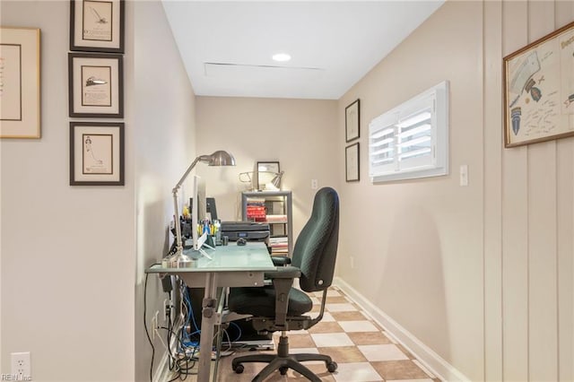 office featuring light tile floors