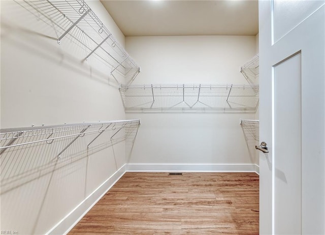 walk in closet featuring hardwood / wood-style floors