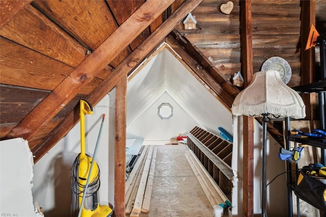 view of unfinished attic