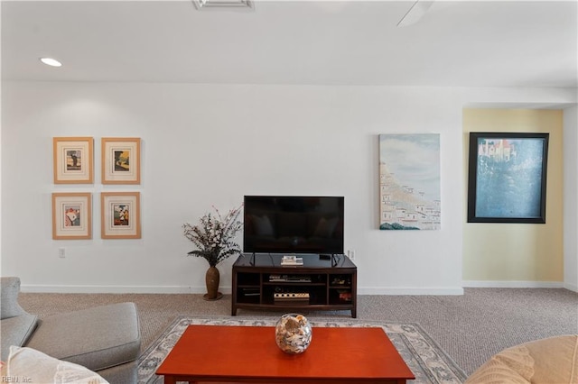 living room with carpet