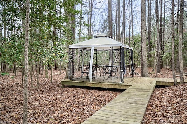 dock area with a gazebo