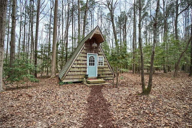 view of jungle gym with an outdoor structure