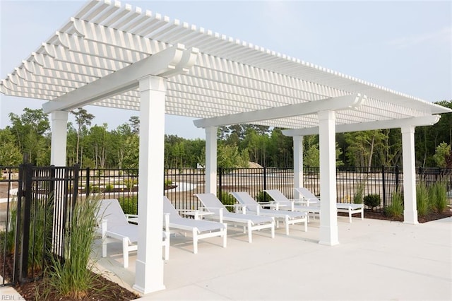 view of patio featuring a pergola