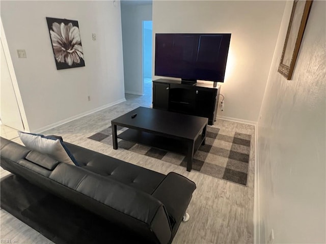 living room with light hardwood / wood-style flooring