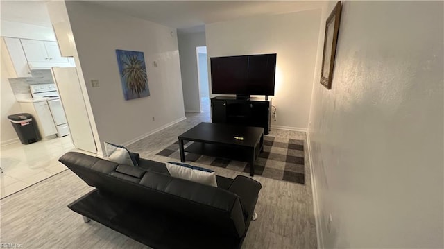 living room with light wood-type flooring