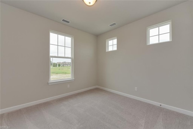 carpeted spare room featuring a wealth of natural light