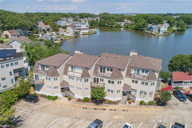 bird's eye view featuring a water view