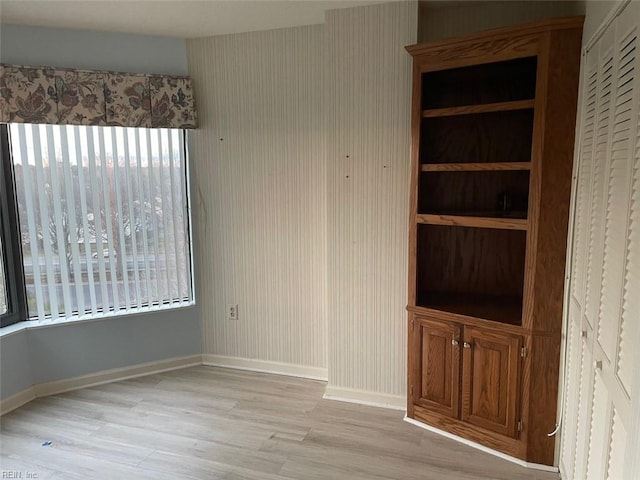 unfurnished room featuring a wealth of natural light and light wood-type flooring