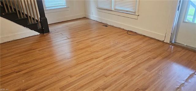 interior space with light hardwood / wood-style floors