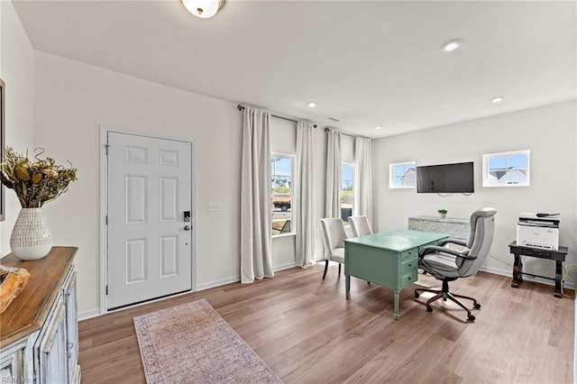 office area featuring light wood-type flooring