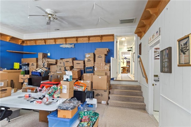 storage with ceiling fan