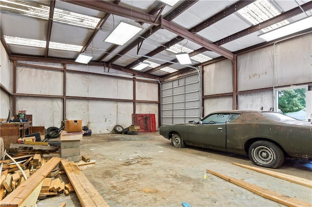 garage featuring a workshop area