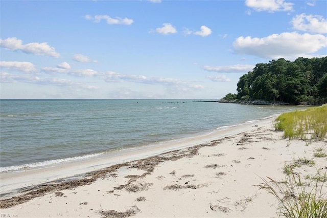 property view of water featuring a view of the beach