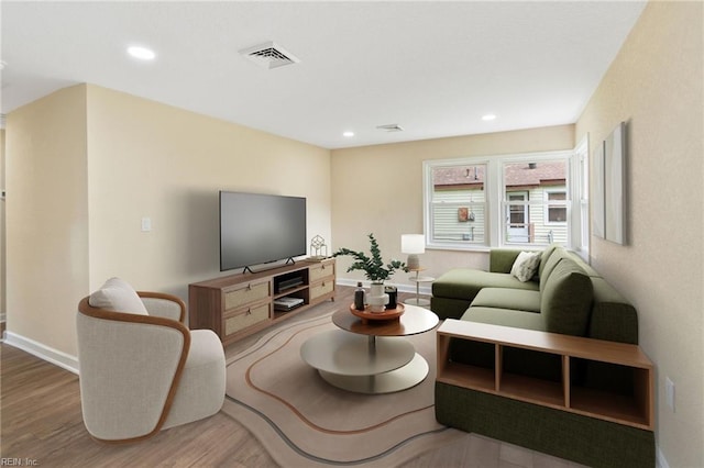 living room featuring hardwood / wood-style flooring