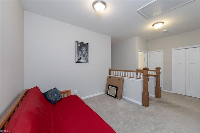 living area with light colored carpet