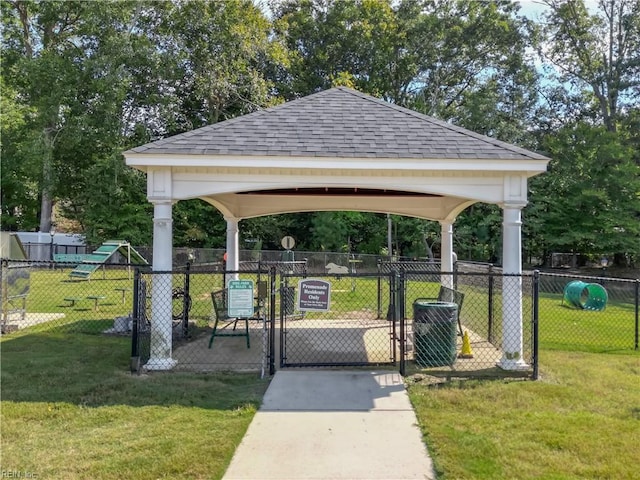 view of home's community featuring a lawn and a gazebo