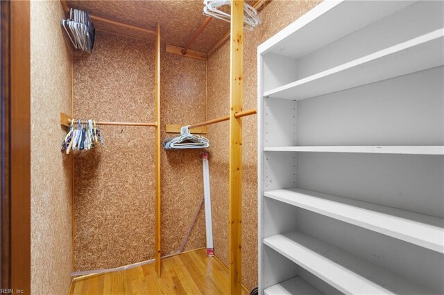 spacious closet with light hardwood / wood-style flooring