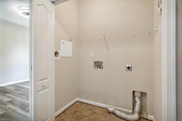 laundry area with hookup for an electric dryer and hookup for a washing machine