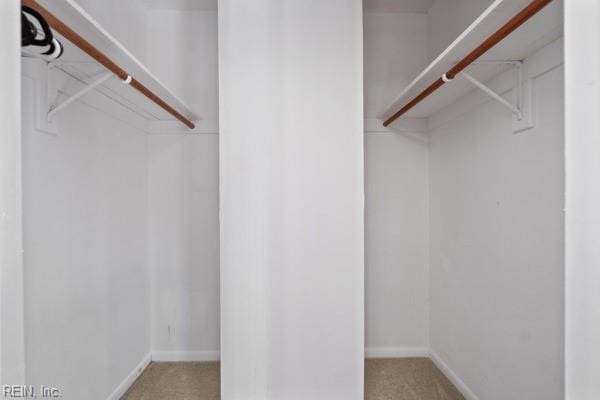 spacious closet with carpet floors